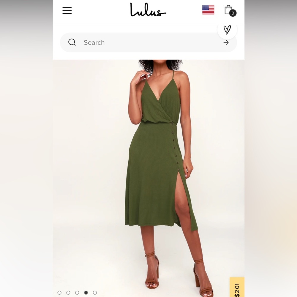 Lulus Green Midi Dress Medium